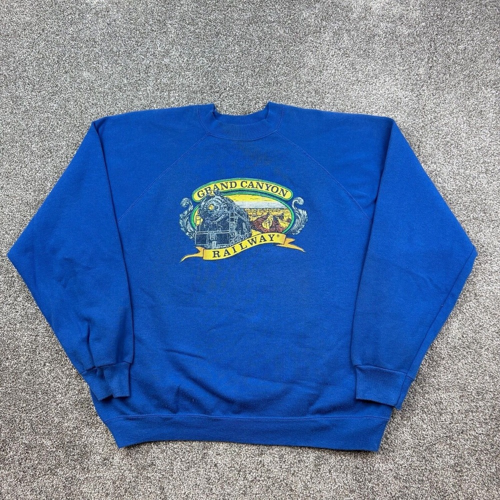 Vintage Grand Canyon Railway Sweatshirt Mens XL Blue Crewneck National Park